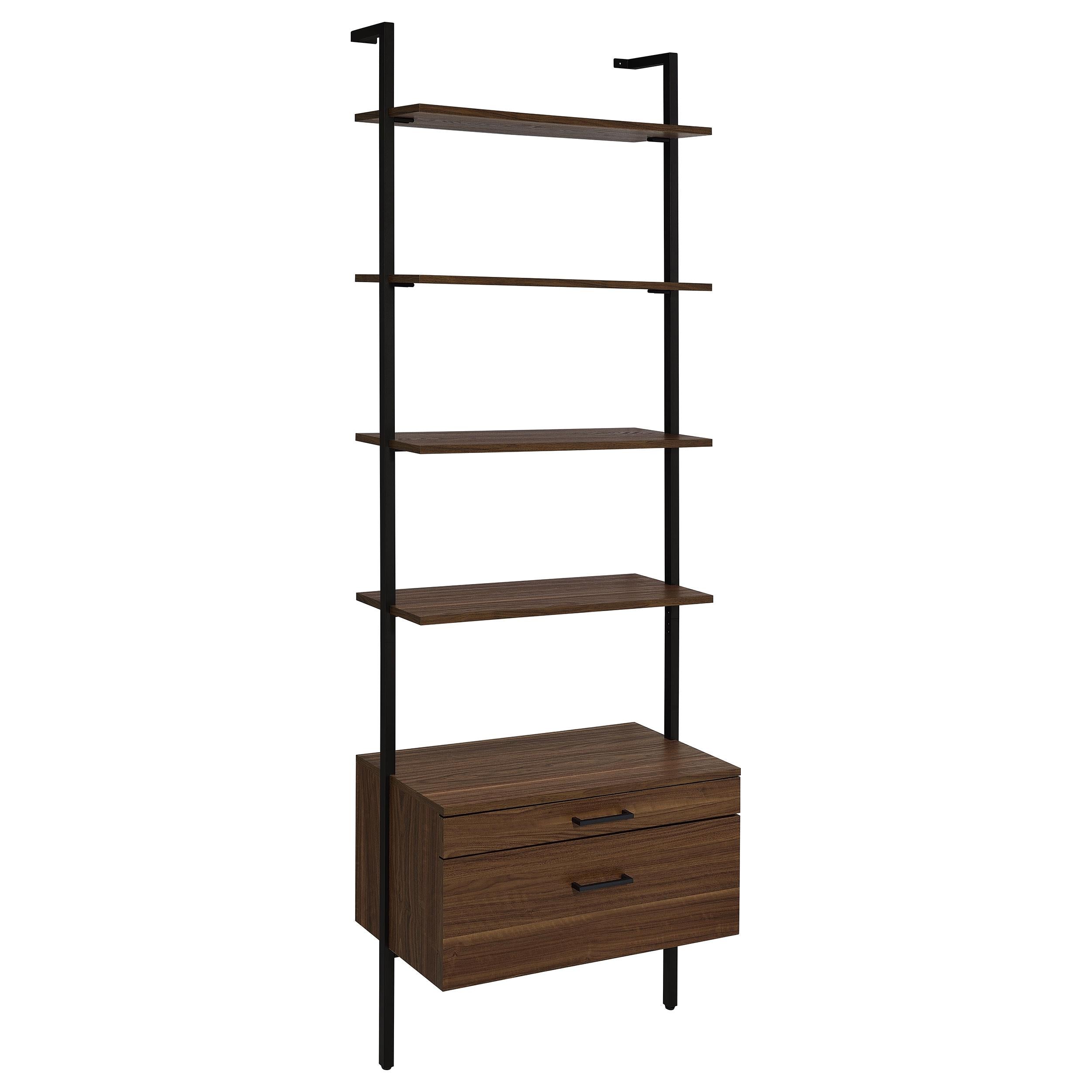Coaster Furniture Owens 980074 96-inch 4-shelf Storage Wall Bookshelf - Walnut IMAGE 1